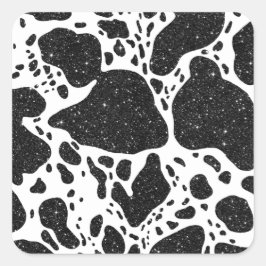 Adesivo Quadrado Impressão De Vaca Com Glitter