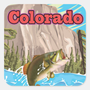 Adesivo Quadrado Impressão de viagem vintage do Colorado.