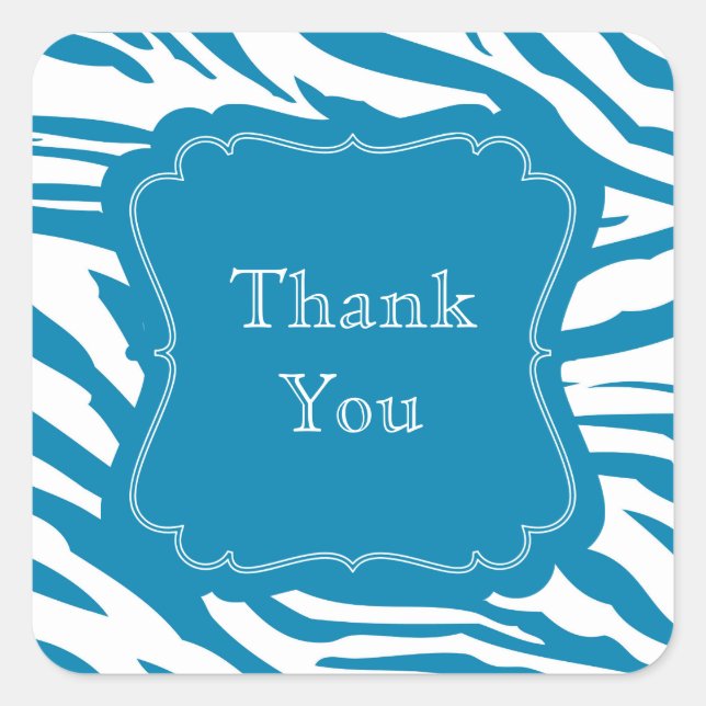 Adesivo Quadrado Impressão de Zebra Azul Aqua (Frente)