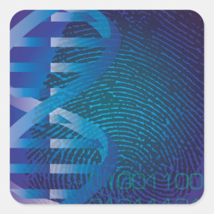 Adesivo Quadrado Impressão Digital de DNA Ciência Médica