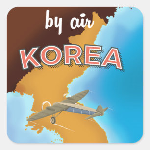Adesivo Quadrado Impressão do poster das viagens vintage de Coreia