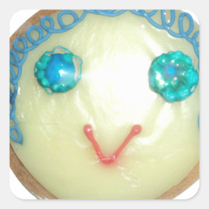 Adesivo Quadrado Impressão/Gráfico de Cabelo Azul Emoji Art