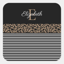 Impressão Leopardo de Monograma Chic