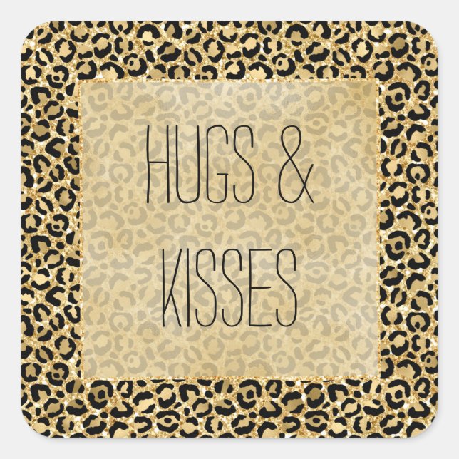 Adesivo Quadrado Impressão Leopardo Dourada Negra (Frente)