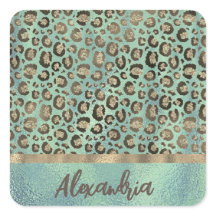 Impressão Leopardo Glittery em Green Personalizado