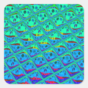 Adesivo Quadrado Impressão Oceanic Mermaid: design de arte de padrã