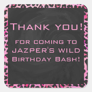 Adesivo Quadrado Impressão preto-e-rosa-quente