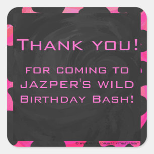 Adesivo Quadrado Impressão preto-rosa-quente da vaca monográfica