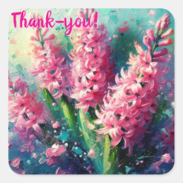 Adesivo Quadrado Impressionante Floral de Hiacintos Rosa