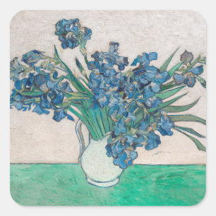 Adesivo Quadrado Impressionismo da pintura de Van Gogh Iris Vase