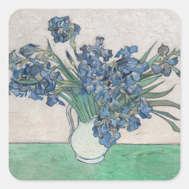 Adesivo Quadrado Impressionismo da pintura de Van Gogh Iris Vase (Frente)