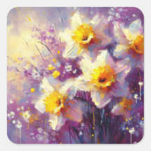 Impressionista Daffodil Floral Purple Yellow Art