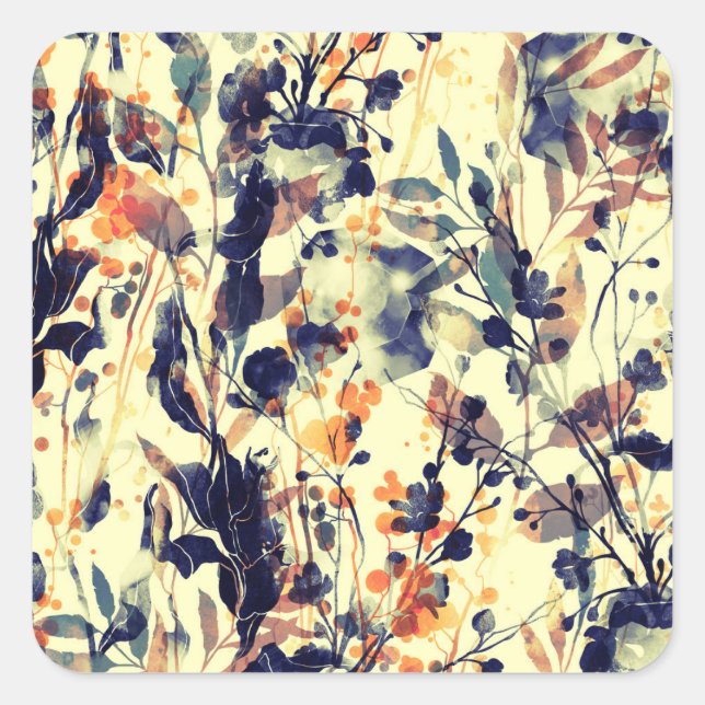 Adesivo Quadrado Impressões da Natureza: Floral Deixa Sem Fio. (Frente)