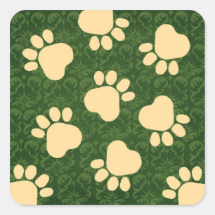 Adesivo Quadrado Impressões da pata - conversa à pata! Verde e