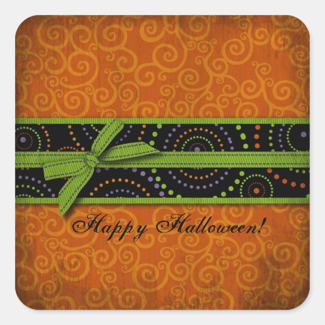 Adesivo Quadrado Impressões de Dia das Bruxas (Frente)
