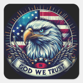 Adesivo Quadrado "In God We Trust Eagle" C