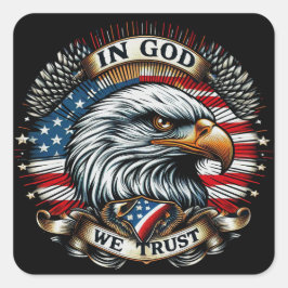 Adesivo Quadrado "In God We Trust Eagle" D