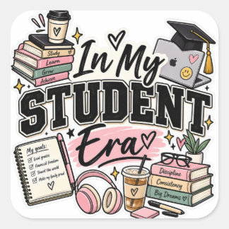 Adesivo Quadrado In My Student Era – Cute College Student Graduatio