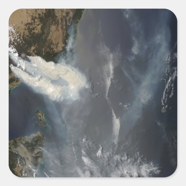 Adesivo Quadrado Incêndios e fumaça no sudeste da Austrália (Frente)