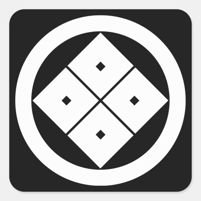 Adesivo Quadrado Inclinação de quatro olhos quadrados em círculo (Frente)