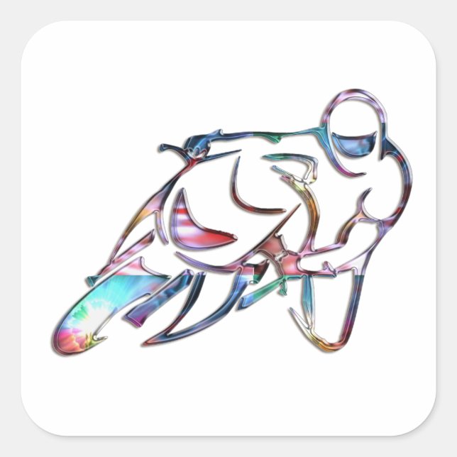 Adesivo Quadrado Inclinação no arco-íris da curva metálico (Frente)