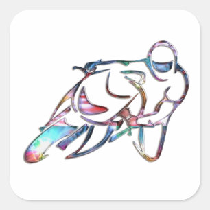 Adesivo Quadrado Inclinação no arco-íris da curva metálico