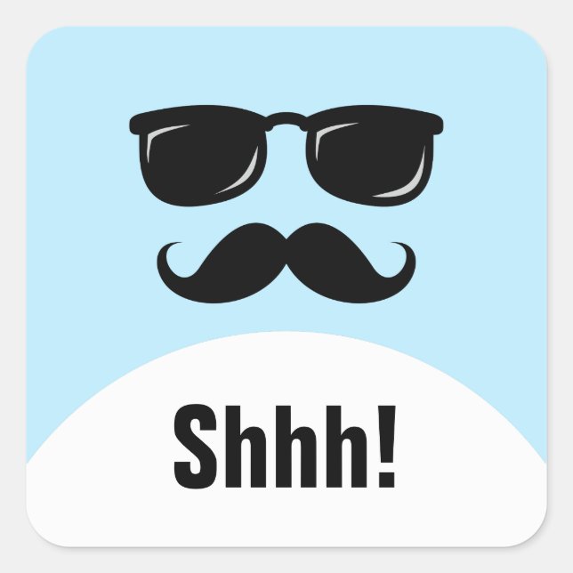 Adesivo Quadrado Incognito a festa surpresa azul shhh! (Frente)