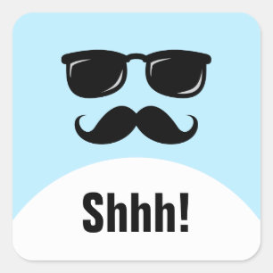 Adesivo Quadrado Incognito festa surpresa azul shhh!adesivos