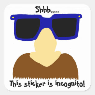 Adesivo Quadrado Incognito Mustache & Glass Stickers - Conjunto de 