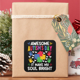 Adesivo Quadrado Incrível Dia do Autismo Faz a minha alma brilhar