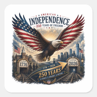 Adesivo Quadrado Independência Americana 250 Anos de Liberdade Águi