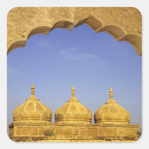 Adesivo Quadrado Índia, Rajasthan, Jaisalmer. Cúpulas de arenito