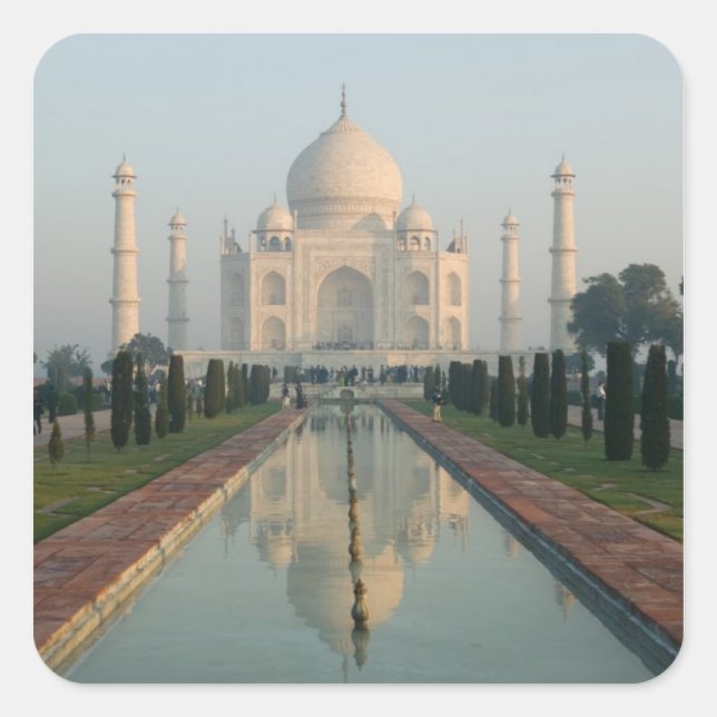 Adesivo Quadrado ÍNDIA, Uttar Pradesh, Agra: Taj Mahal, Manhã (Frente)