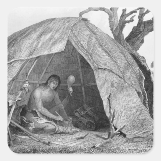 Adesivo Quadrado Indiano Doutor Concretizando um Pote de Medicina (Frente)