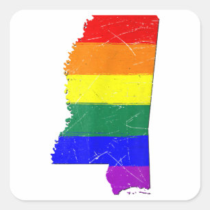 Adesivo Quadrado Indicador de Orgulho gay do Mississippi