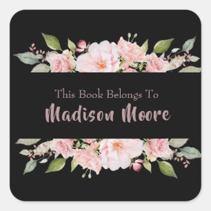 Adesivo Quadrado Indicador de Rosas Florais bonito Nome Inscrito