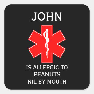 Adesivo Quadrado Indicativo Médico Alergia ao Leite Médico