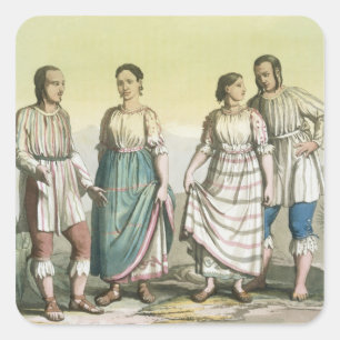 Adesivo Quadrado Índios Michoacan em fantasia tradicional, México (