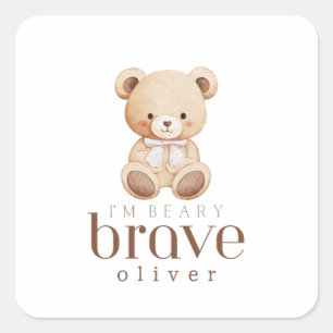 Adesivo Quadrado infância corajosa cancro beary nome personalizado