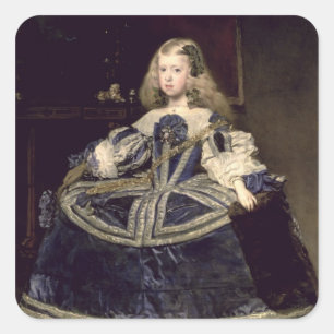 Adesivo Quadrado Infanta Margarita no azul, 1659