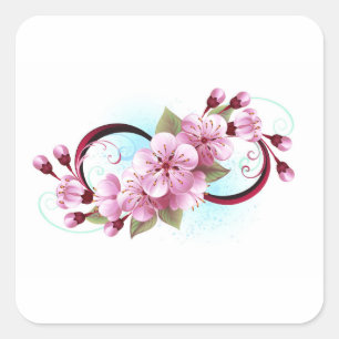 Adesivo Quadrado Infinidade com Flores de Flor Sakura
