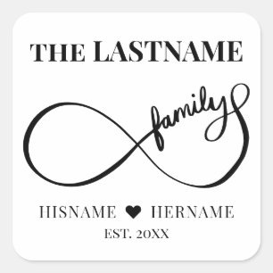 Adesivo Quadrado Infinito Nome Personalizado da Família e Data de E