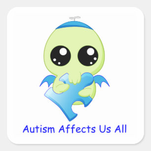 Adesivo Quadrado Influências do autismo - bebê Cthulhu