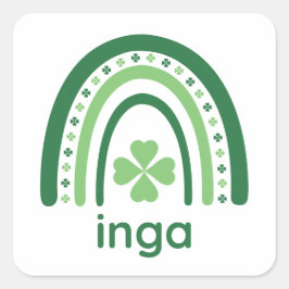 Adesivo Quadrado inga Nome Clover Boho Rainbow