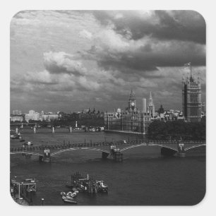 Adesivo Quadrado Inglaterra Antiga Londres Rio Tâmisa 1970