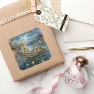 Adesivo Quadrado Inglês Setter Natal Festivo Voyage