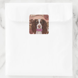 Adesivo Quadrado Inglês Springer Spaniel