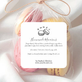 Adesivo Quadrado Ingrediente de Padaria de Macaron Minimalista