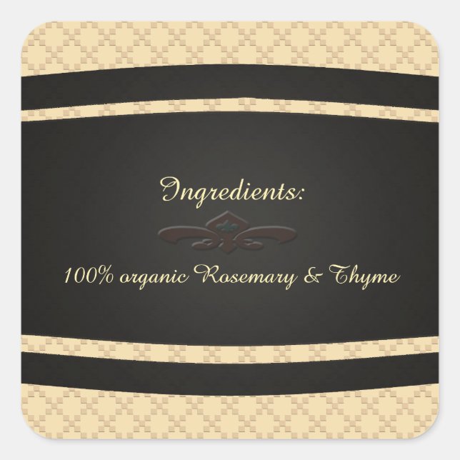 Adesivo Quadrado Ingrediente do conselho do preto da cor da (Frente)