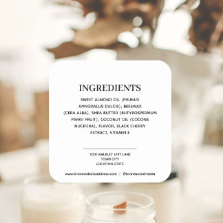 Adesivo Quadrado Ingredientes